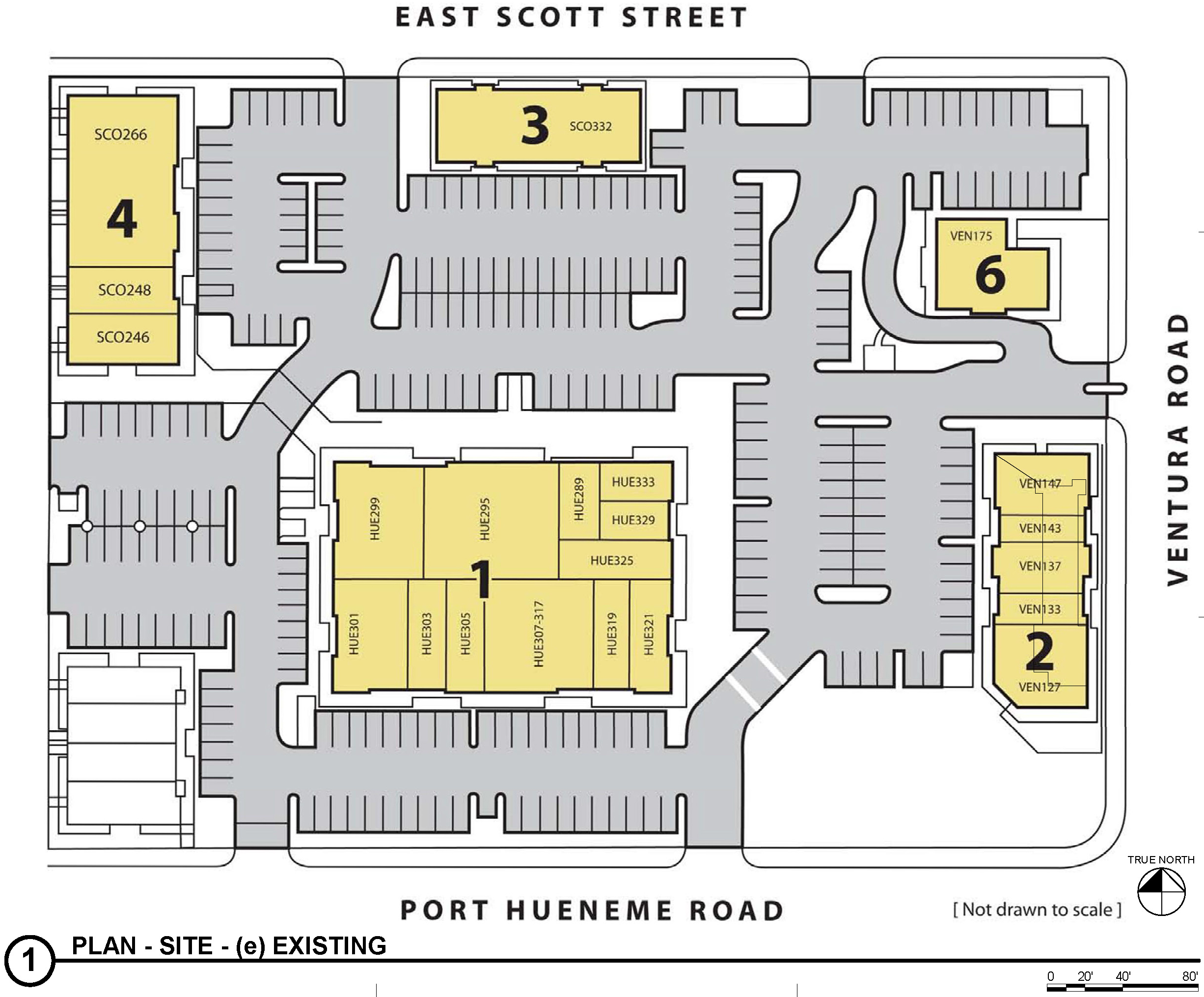 Beachport Center Facade Study, ENR architects, Granbury, TX 76049 - Site Plan