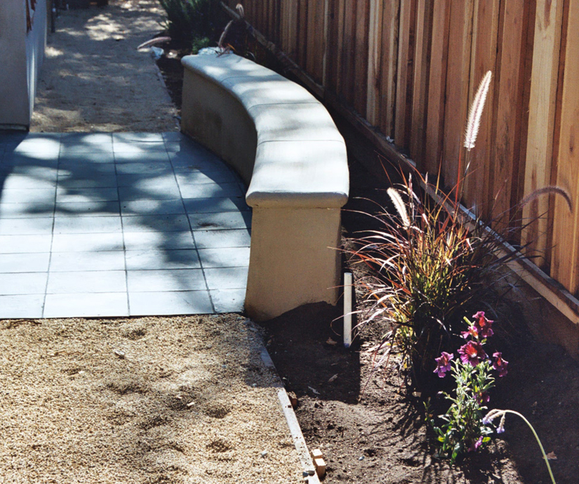 Patio Bench, Faculty House, ENR architects with Topos Architects, Palo Alto, CA 94306