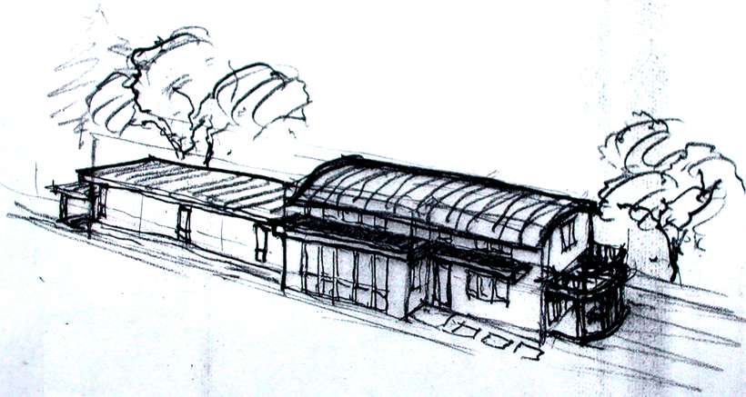 Faculty House, Birdseye Sketch, ENR architects, Granbury, TX 76049