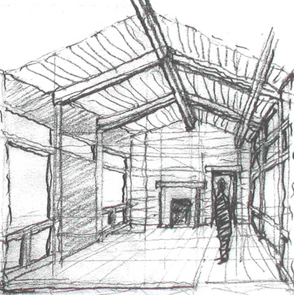 Faculty House, Interior Sketch, ENR architects, Granbury, TX 76049