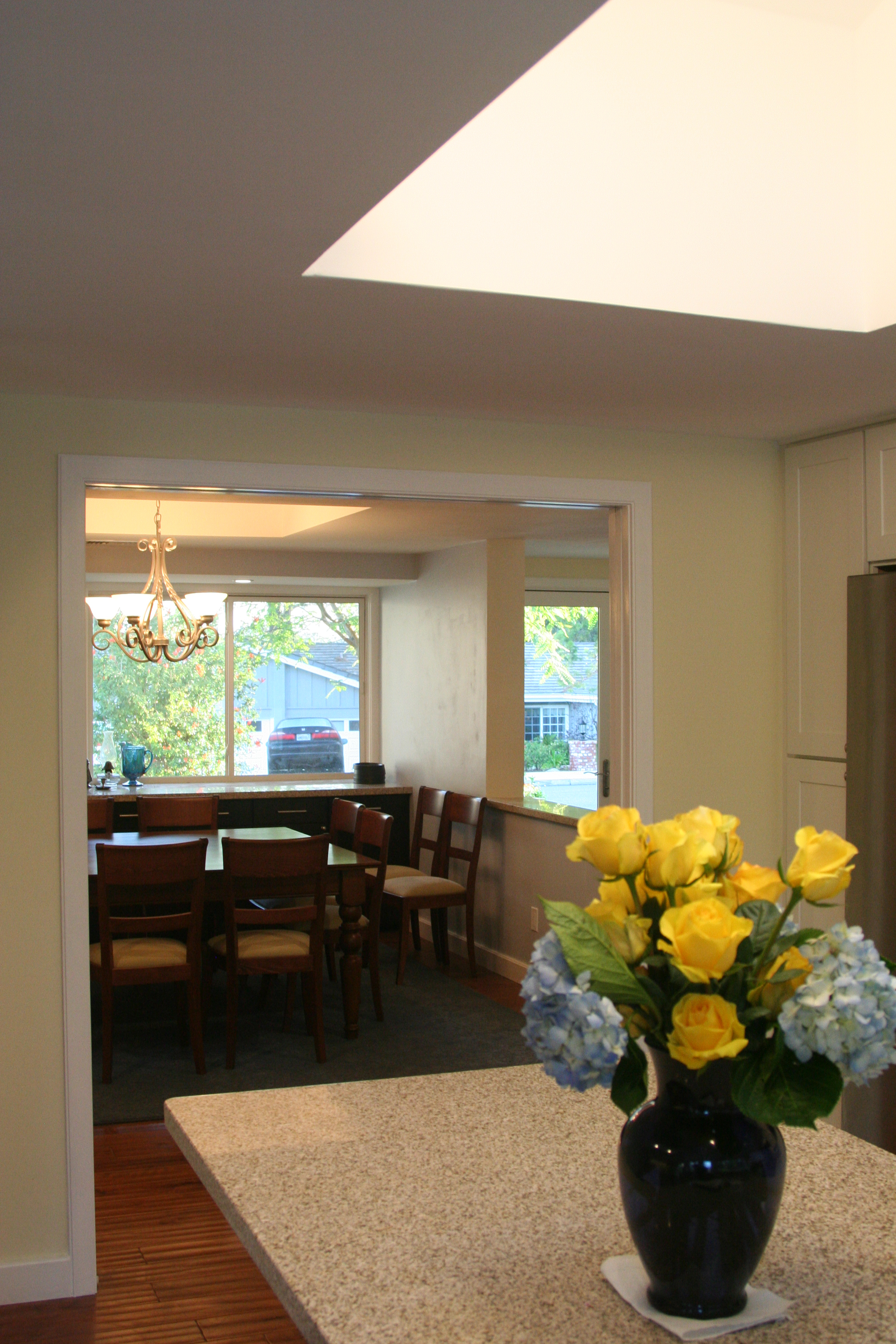 Kitchen Island Skylight - Dining - 2-Story Addition - Sustainable WholeHouse Remodel - Landscape - ENR architects, Granbury, TX 76049