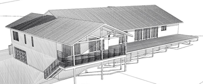 Two Story Guest Wing Suite & Covered Terrace Addition, ENR architects, Simi Valley, CA 93012 - CAD Rendering