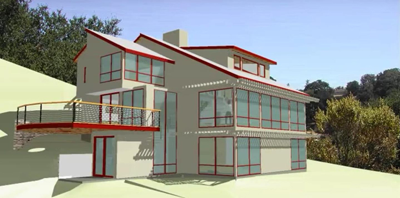 Exterior Solar CAD Simulation - ENR architects with Topos Architects, Palo Alto, CA 94306