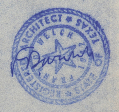 Frank D. Welch, Architect, Dallas, TX - Signed Stamp