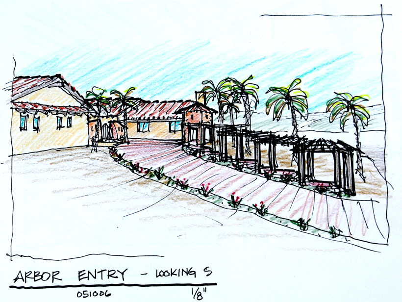Proposed Entry Perspective Sketch - ENR architects, Granbury, TX 76049