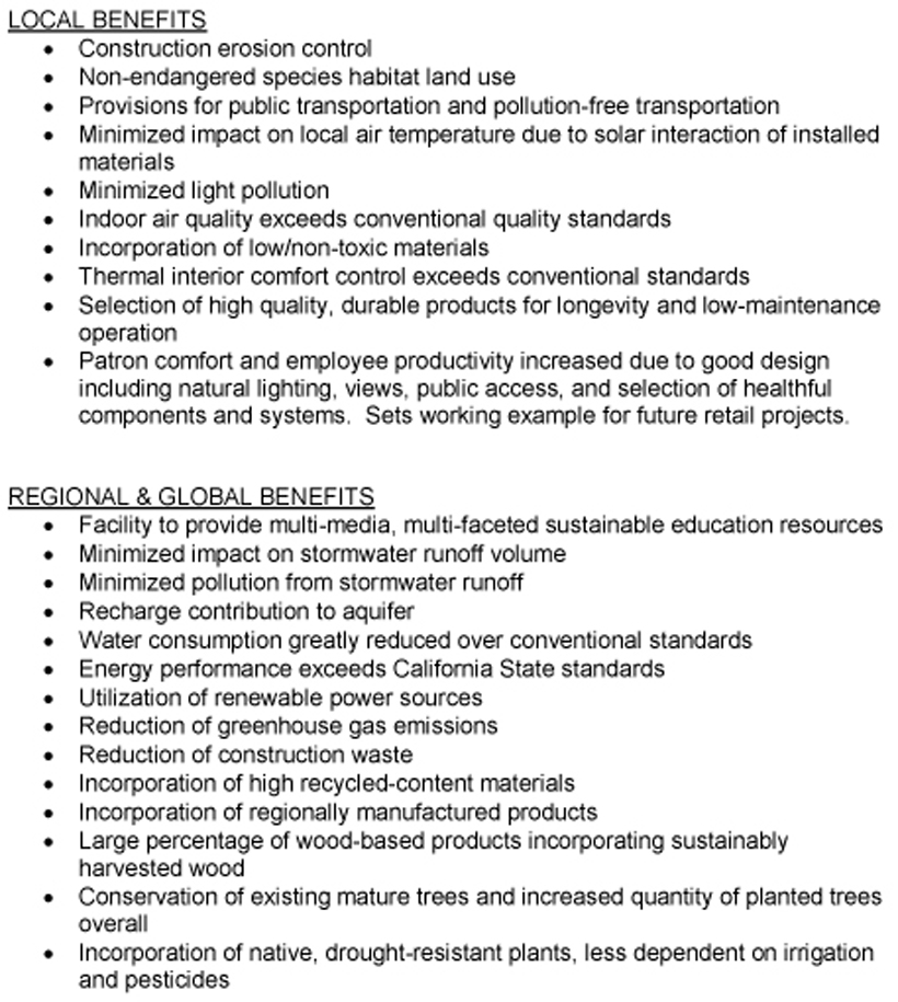 Sustainable Benefits - Local & Regional - The Summit At Calabasas - ENR architects - Granbury, TX 76049 - PDF