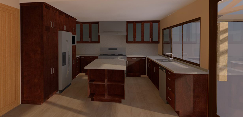 Whole House Remodel, Patio, Kitchen - Walnut Cabinets - ENR architects, Granbury, TX 76049